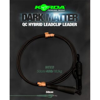 Korda Dark Matter Leader QC Hybrid Clip Weed 40lb - 50cm