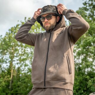 Avid Carp Compound Zip Hoodie Peat Brown